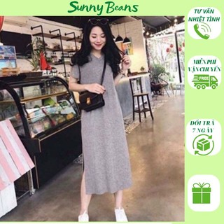Váy dáng suông basi-c cổ tim form suông trơn không hoạ tiết