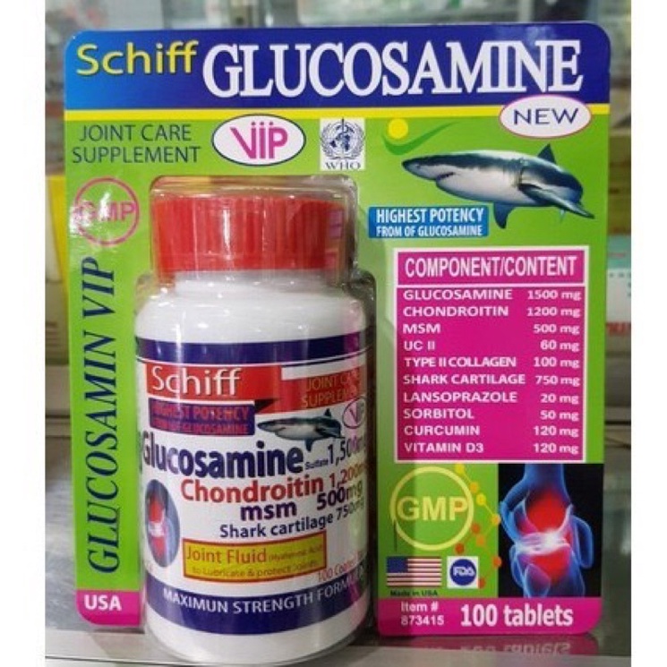 Viên uống GLUCOSAMINE 1500mg - hộp 100 viên - Giúp xương chắc khớp khỏe, ngăn ngừa thoái hóa khớp, tái tạo mô sụn
