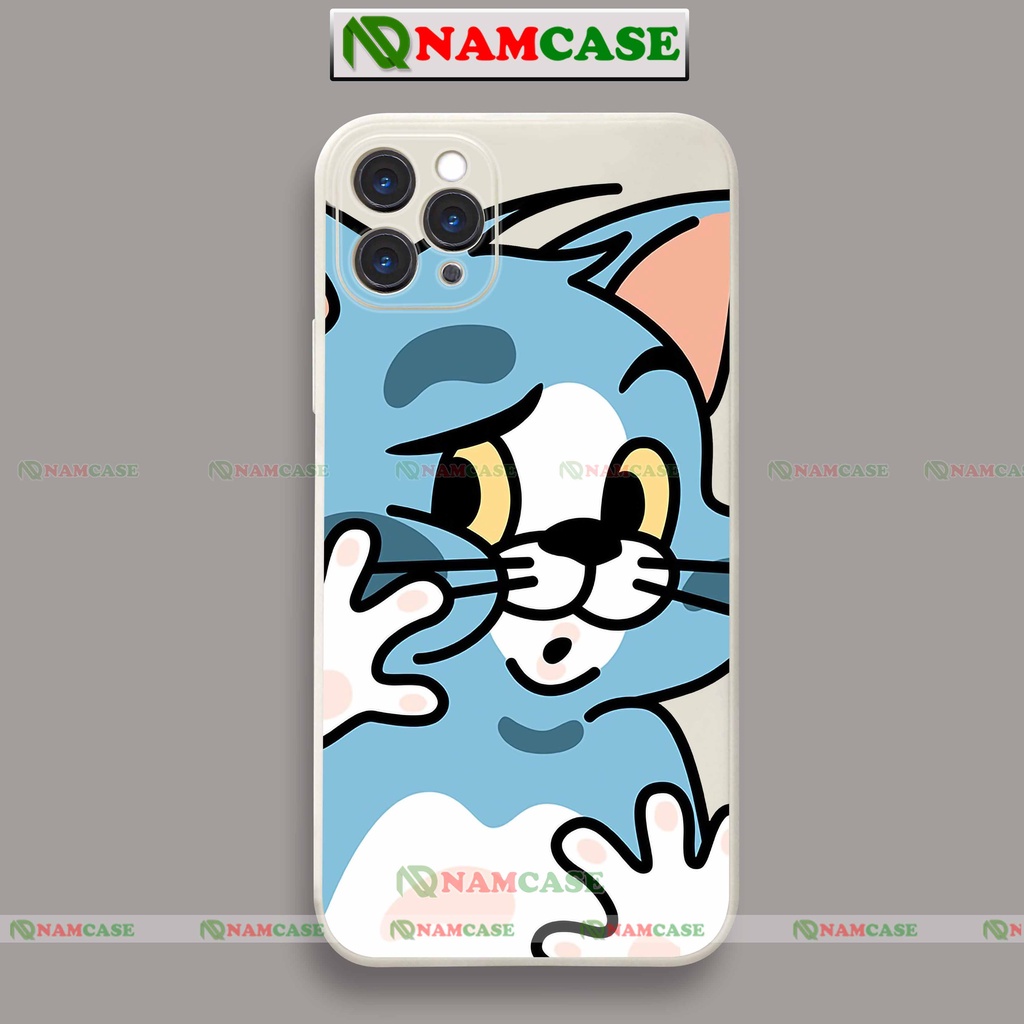 Ốp lưng điện thoại iPhone cặp đôi hoạt hình tom jerry cạnh viền vuông cho ip 6/6s/7/8/X/XS/XR/11/12/13/14 Pro Plus Max