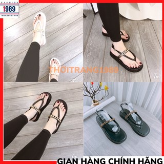 Sandal bánh mì dây tròn quai xích ngang mẫu mới trend