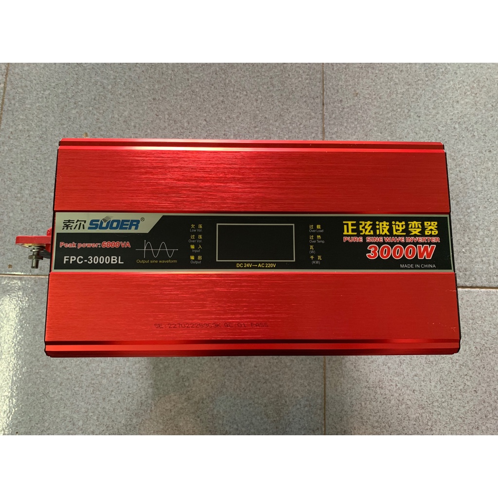 Bộ đổi điện sine chuẩn Suoer 24v sang 220v 3000w - Model: FPC 3000BL