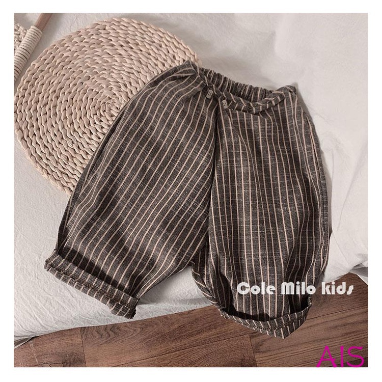 Quần baggy cotton lanh phong cách xuân thu thời trang Hàn Quốc 2021 cho bé trai và bé gái