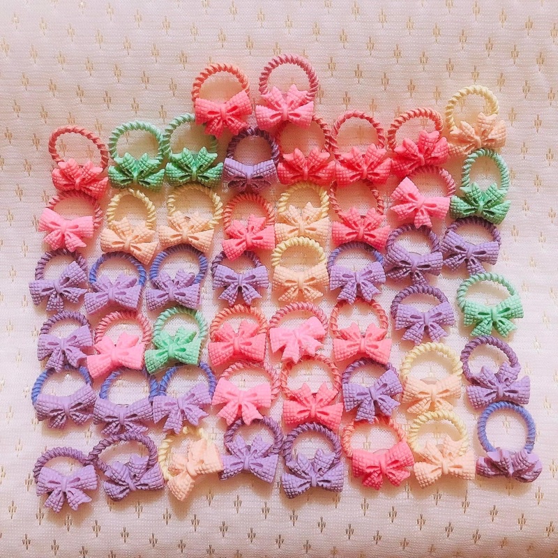 Set 50 sợi thun cột tóc hình thú+trái cây siêu cute cho bé