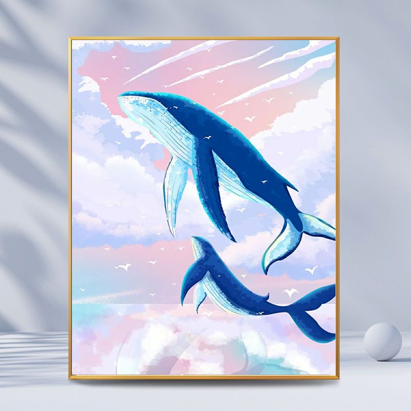 Nong Yang 30 × 40cm-Sky Whale-Healing System Color by Number Tranh sơn dầu Tranh sơn dầu kỹ thuật số-tranh tô màu theo số-tranh số hóa