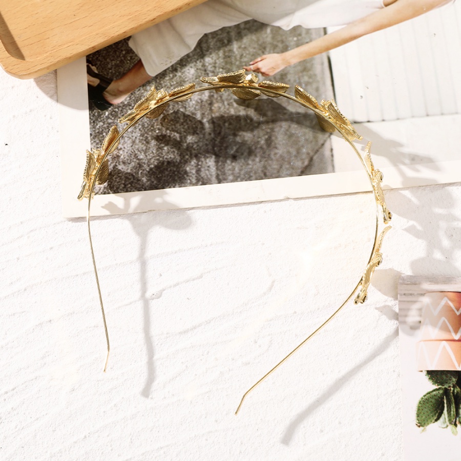 Băng Đô Cài Tóc Hình Lá Bằng Hợp Kim Có Đính Đá