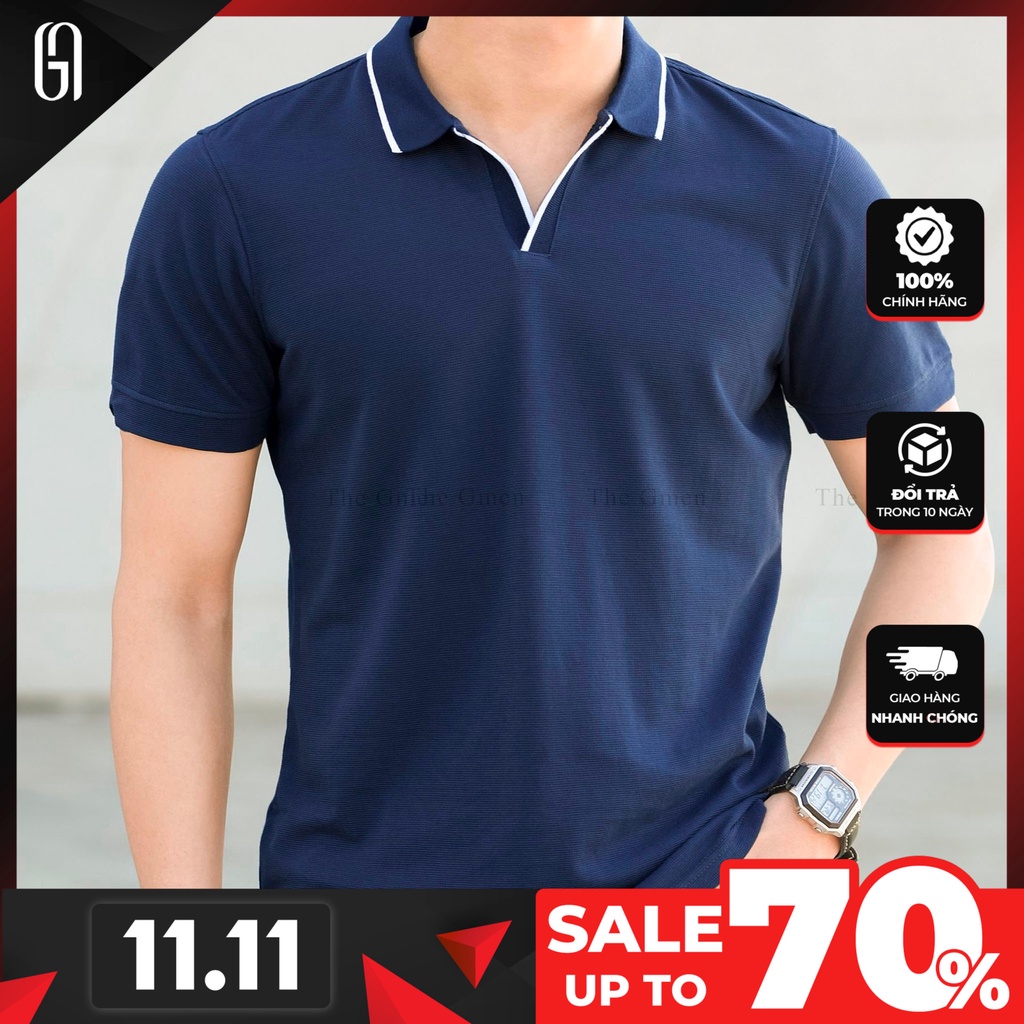 Áo Polo nam THE GMEN Tipped Polo thiết kế viền cổ ấn tượng, form dáng chuẩn co giãn