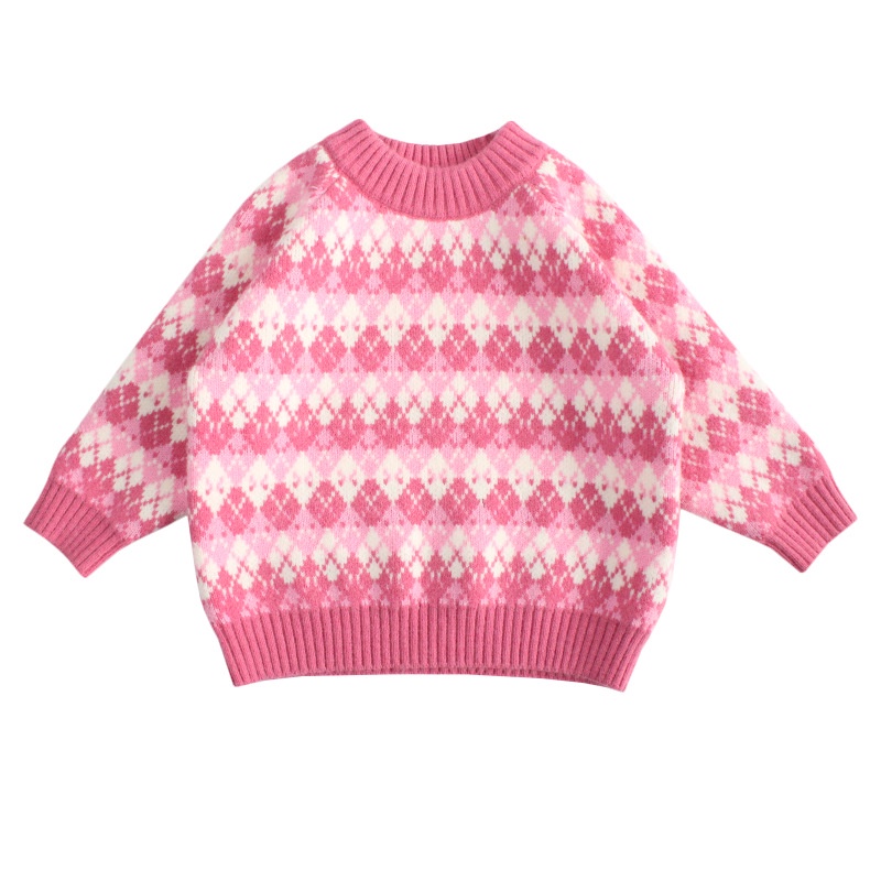 Áo sweater IQ ANGEL dệt kim phối nhung dày chui đầu kiểu Đức dễ thương cho bé gái