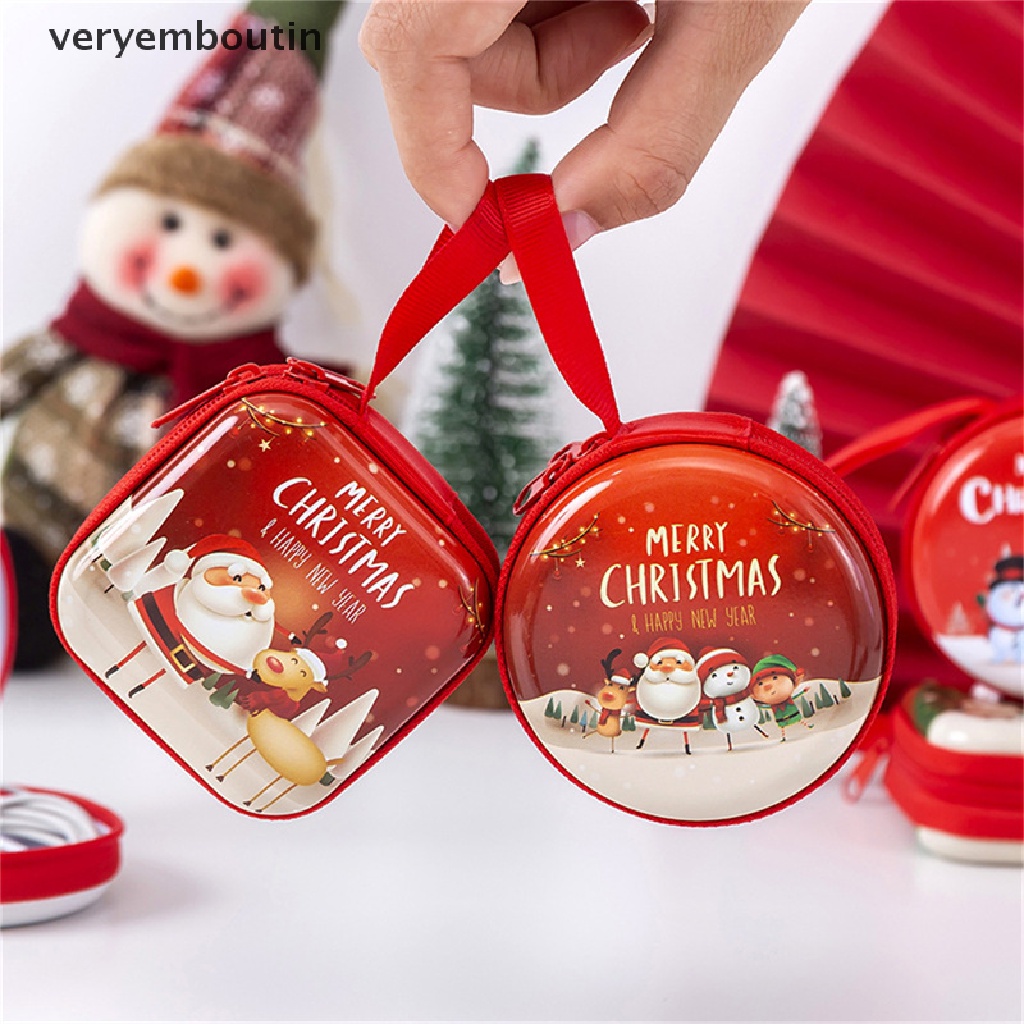 Túi Đựng Tiền Xu Mini Có Khóa Kéo in Họa Tiết Giáng Sinh Dễ Thương