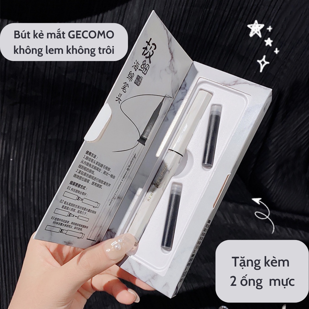 Bút kẻ mắt GECOMO chống nước nhanh khô tặng kèm 2 ống mực nội địa Trung