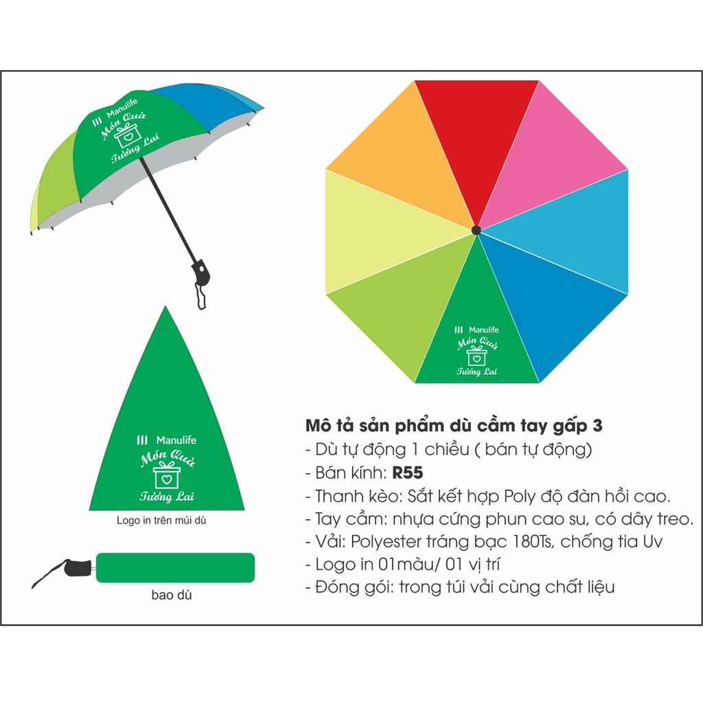 Dù 8 màu quà tặng Manulife