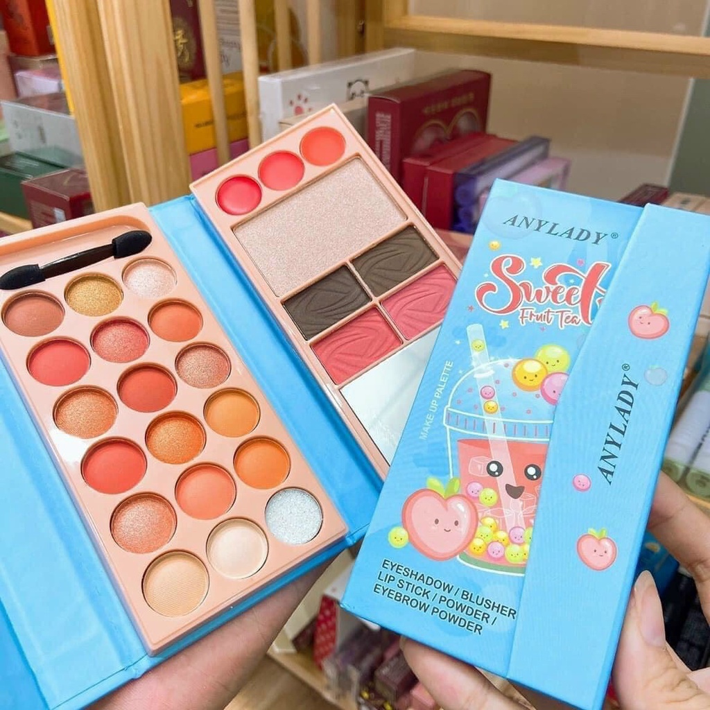 Bảng Phấn Mắt Trang Điểm Dạng Bóp Sweet ANYLADY PEACH Kèm Cọ