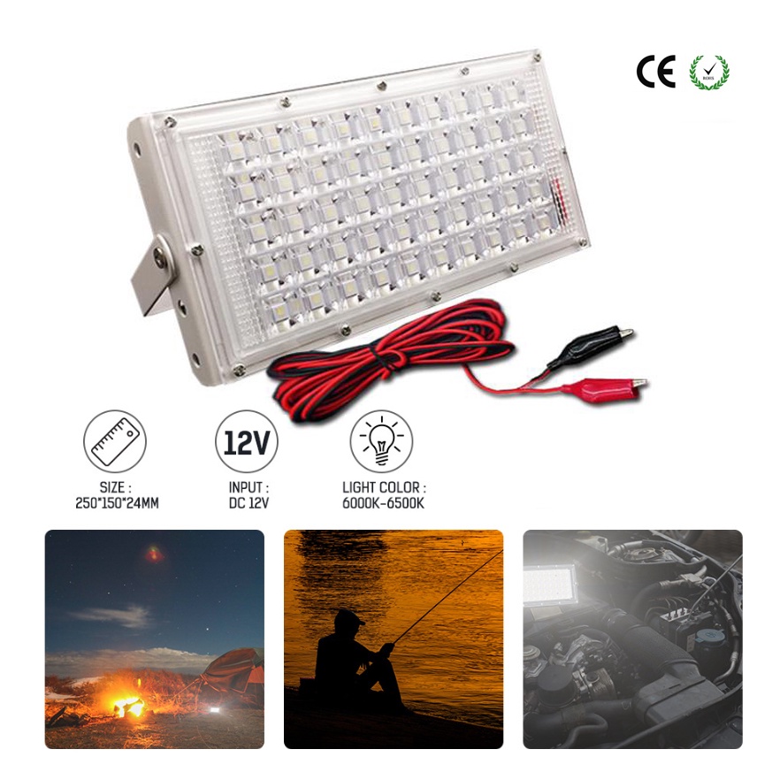 Đèn Led Chiếu Sáng Ngoài Trời 50W DC12V IP65 Chống Nước
