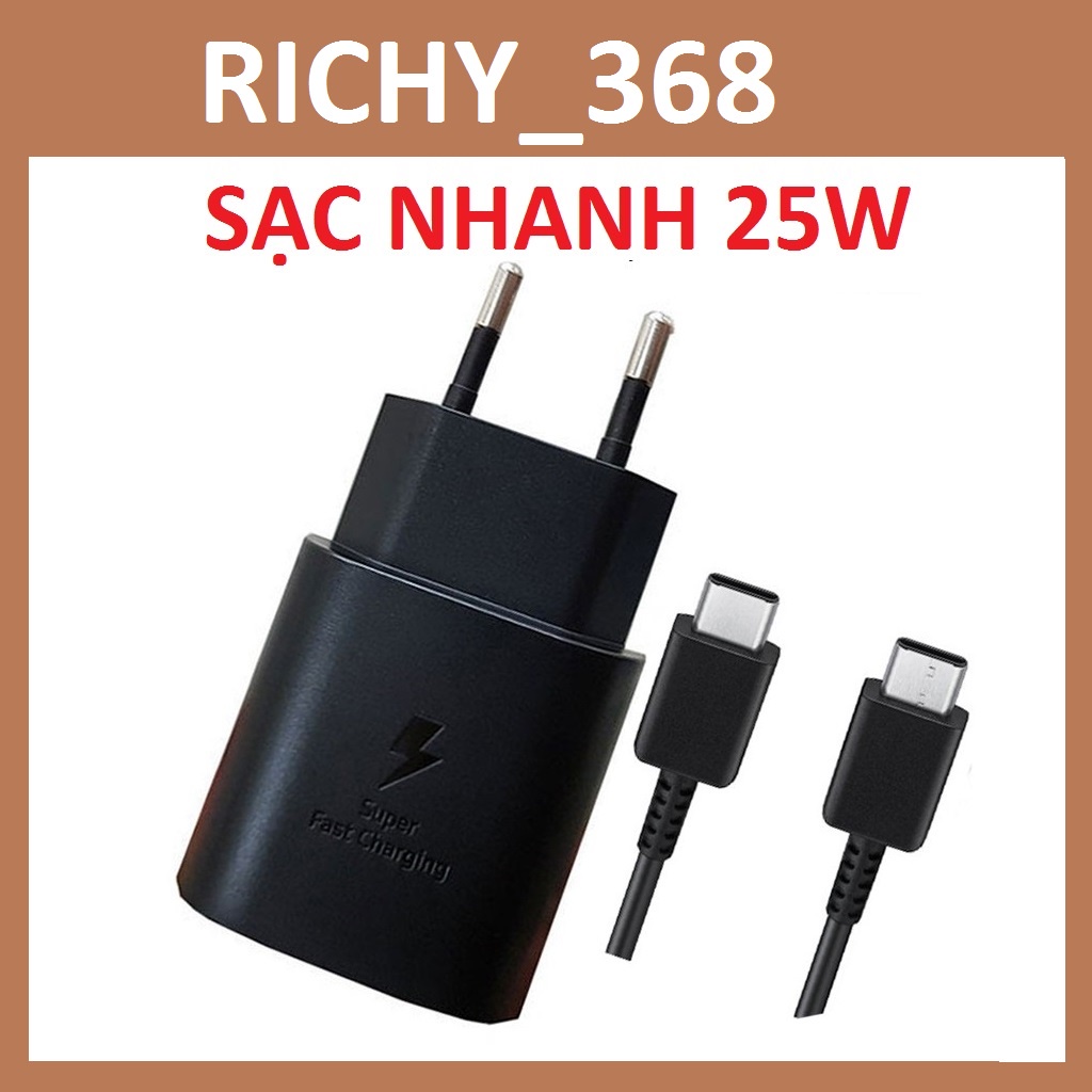 Bộ củ cáp sạc nhanh 25W Note10 Note 20 A71, A70, A80, A90, S20, S20+, S20, S21 S22 Ultra - 3astore
