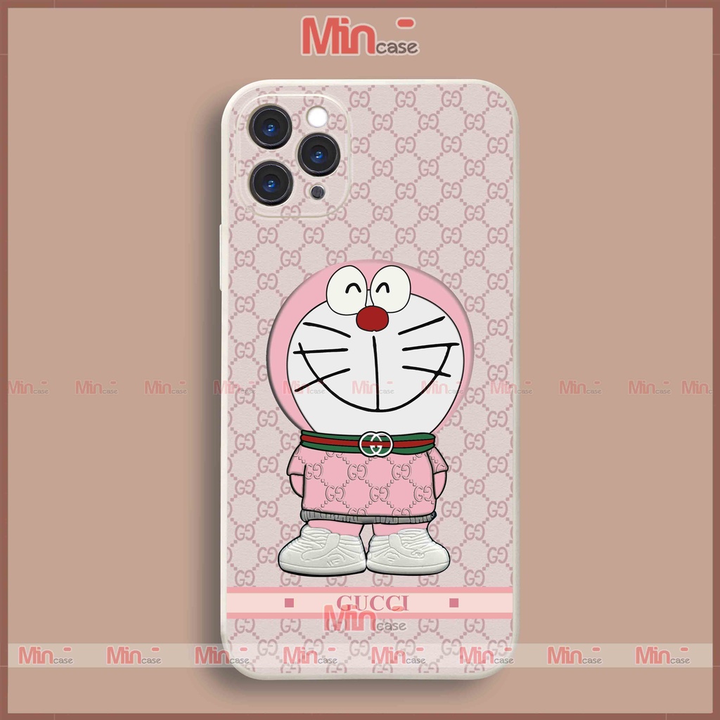 Ốp lưng điện thoại iPhone Doraemon gucci cạnh vuông silicon dẻo bảo vệ cam ip 6/6s/7/8/X/XS/XR/11/12/13/14 Pro Plus Max