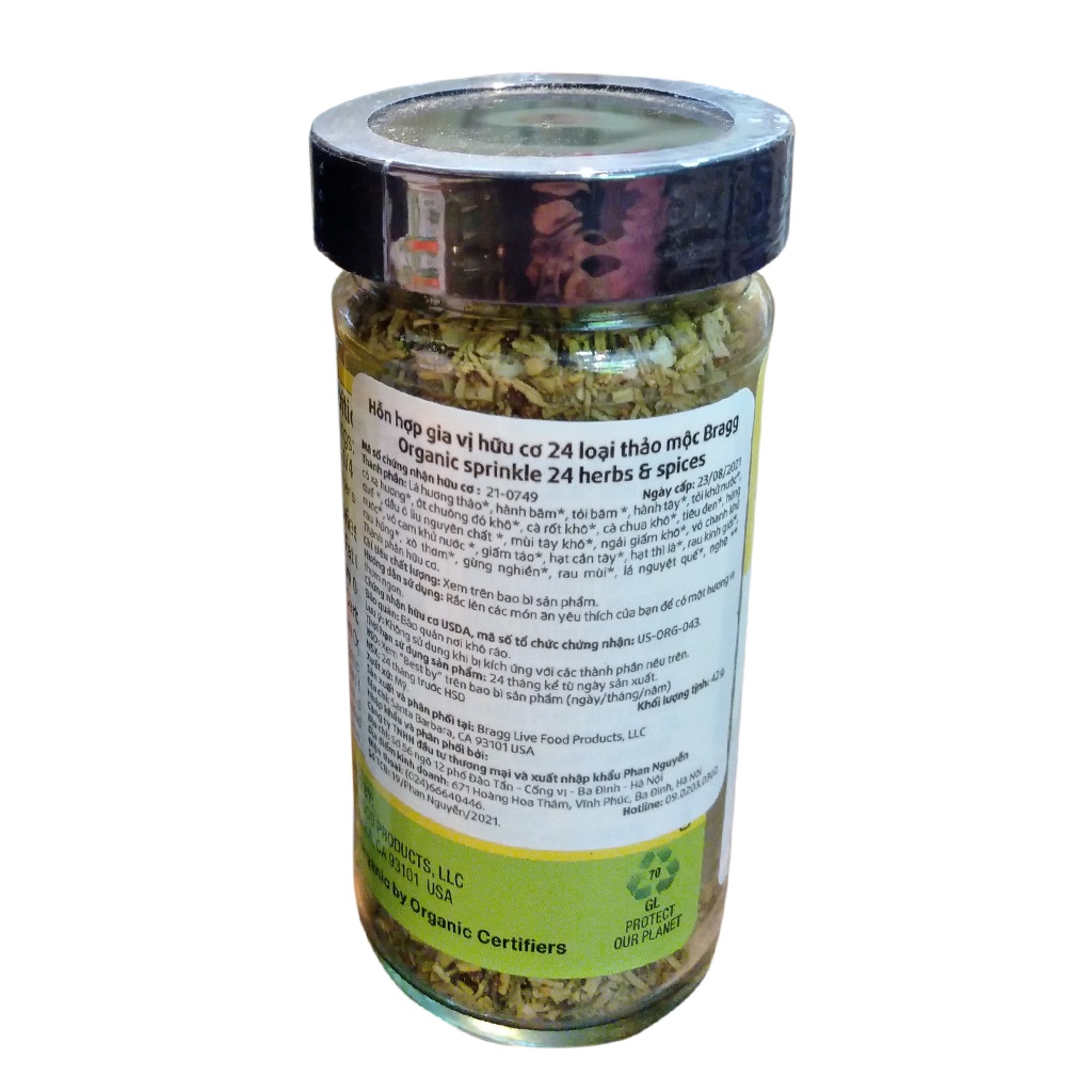 Hỗn hợp gia vị hữu cơ 24 loại thảo mộc Bragg 42g