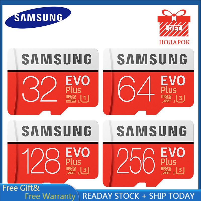 SAMSUNG Thẻ Nhớ Micro SD 256GB 32GB 64GB 128GB 512G SDHC SDXC Grade EVO + Class 10 C10 UHS TF SD