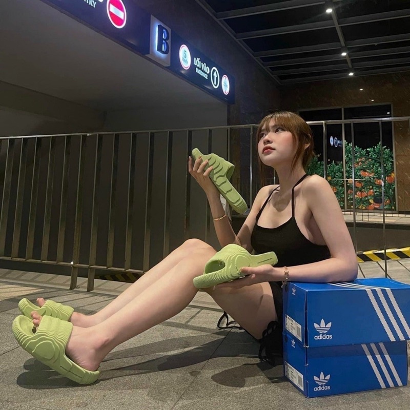 Dép đúc adjdas nguyên khối phối loang camo,dép quai ngang thể thao nam nữ ful box