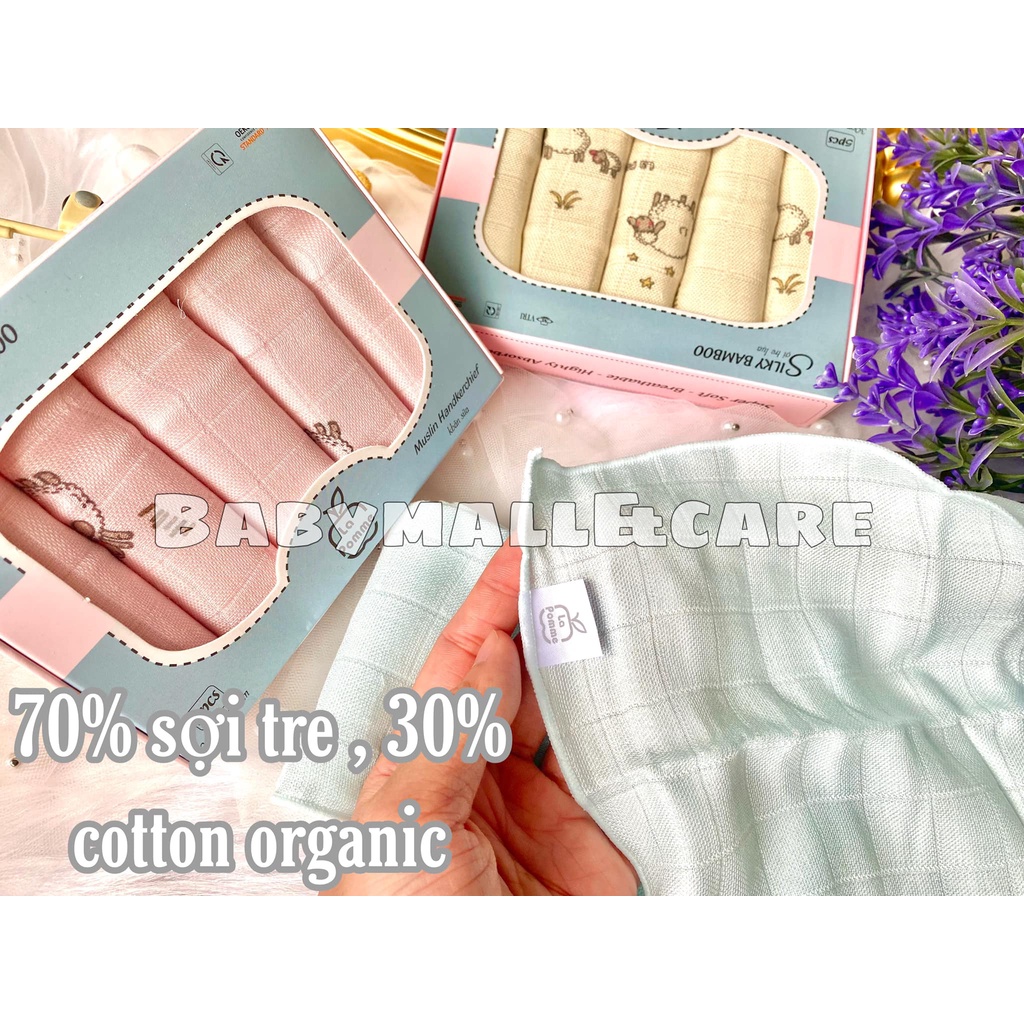 Set 5 khăn sữa sợi tre lụa La Pomme -30x30 cm