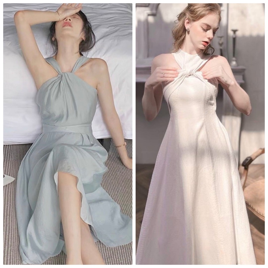 Đầm Xòe MiDi Cổ Yếm Dây Chéo Hở Vai Cực Quyến Rũ BY8379