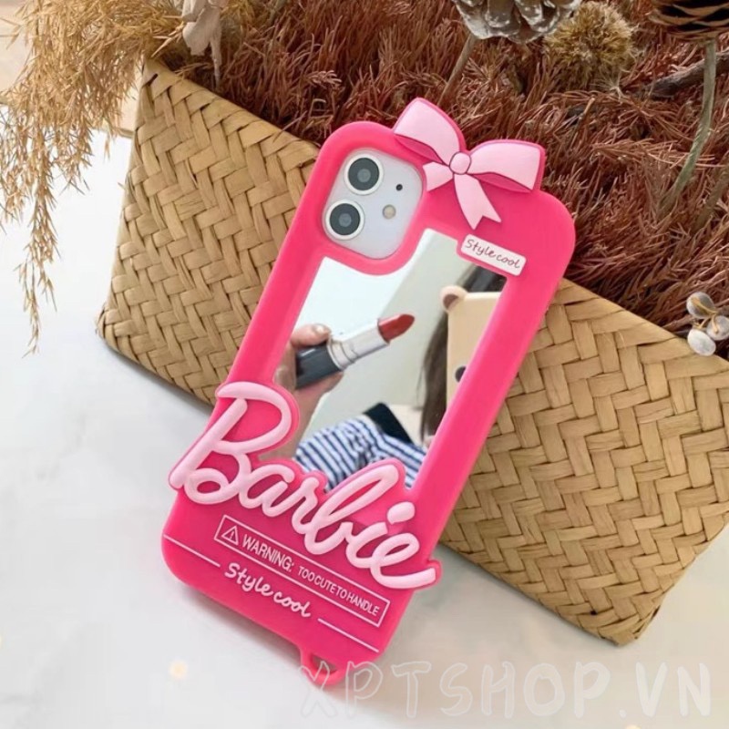 Ốp Điện Thoại Silicone Mặt Gương Kèm Quả Cầu Bông Cho iPhone 14ProMax 14Plus 13 12 11ProMax IX XR MAX 7 8Plus