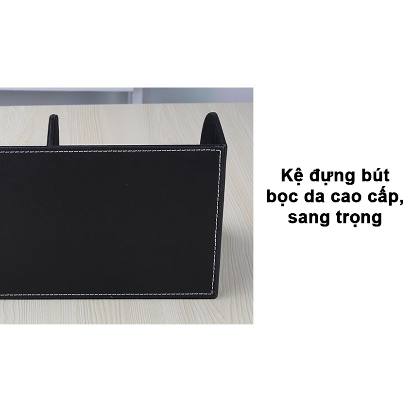 Hộp bút để bàn cao cấp NS10 NASI Store bọc da cực đẹp sang trọng kệ đựng văn phòng phẩm remote điện thoại