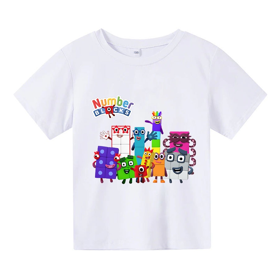 Áo thun trẻ em number block, 4 màu, có size người lớn, King Cotton