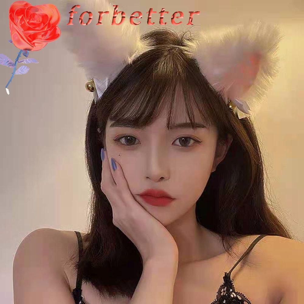 Băng Đô Tai Mèo Bằng Vải Bông Không Trượt Đính Chuông Nhiều Màu Sắc Phong Cách Lolita Hàn Quốc Cho Nữ