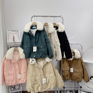 Thanh lý áo parka kaki dáng ngắn quảng châu lót lông- 9202