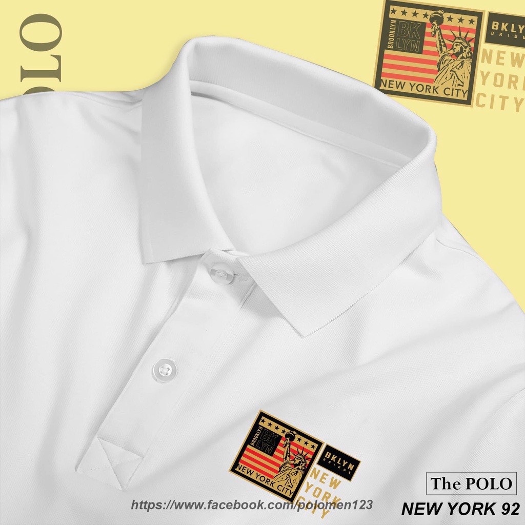 Áo polo nam nữ, áo thun nam  nữ có cổ vải cá sấu basic in hình new york 92 trẻ trung năng động-ALPHA X