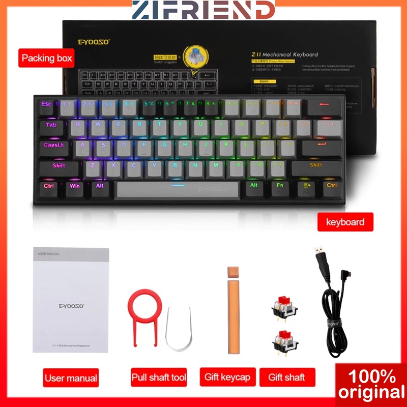 Bàn Phím Cơ Chơi Game Z-11 61 Phím Đèn RGB Màu Xanh/Đỏ Chuyên Dụng Cho Máy Tính