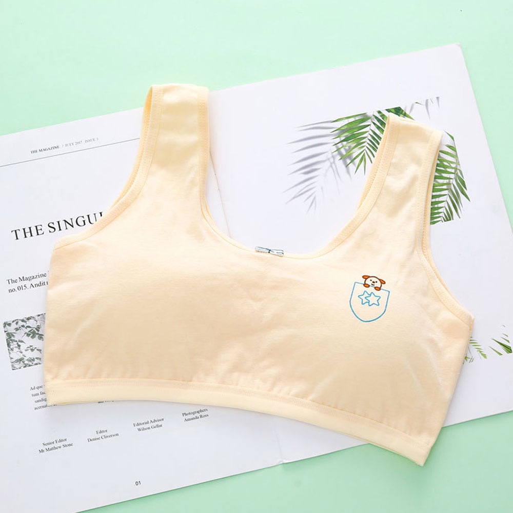 ♥Tigo♥ Kids Girls Bra Cotton Thin Strap Solid Color Teen Girls Bra Training Bra Underwear Sport Bra Kids Bra With Removable Pad