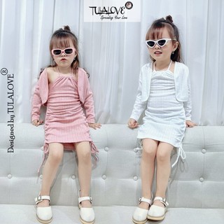 Set váy và áo cardigan bé gái vải len cực xinh cho bé, set bé gái tulalove