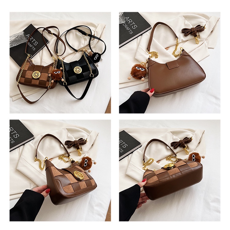 Túi Đeo Chéo Đan Lát Màu Sắc Tương Phản Phong Cách Hàn Quốc Dành Cho Nữ