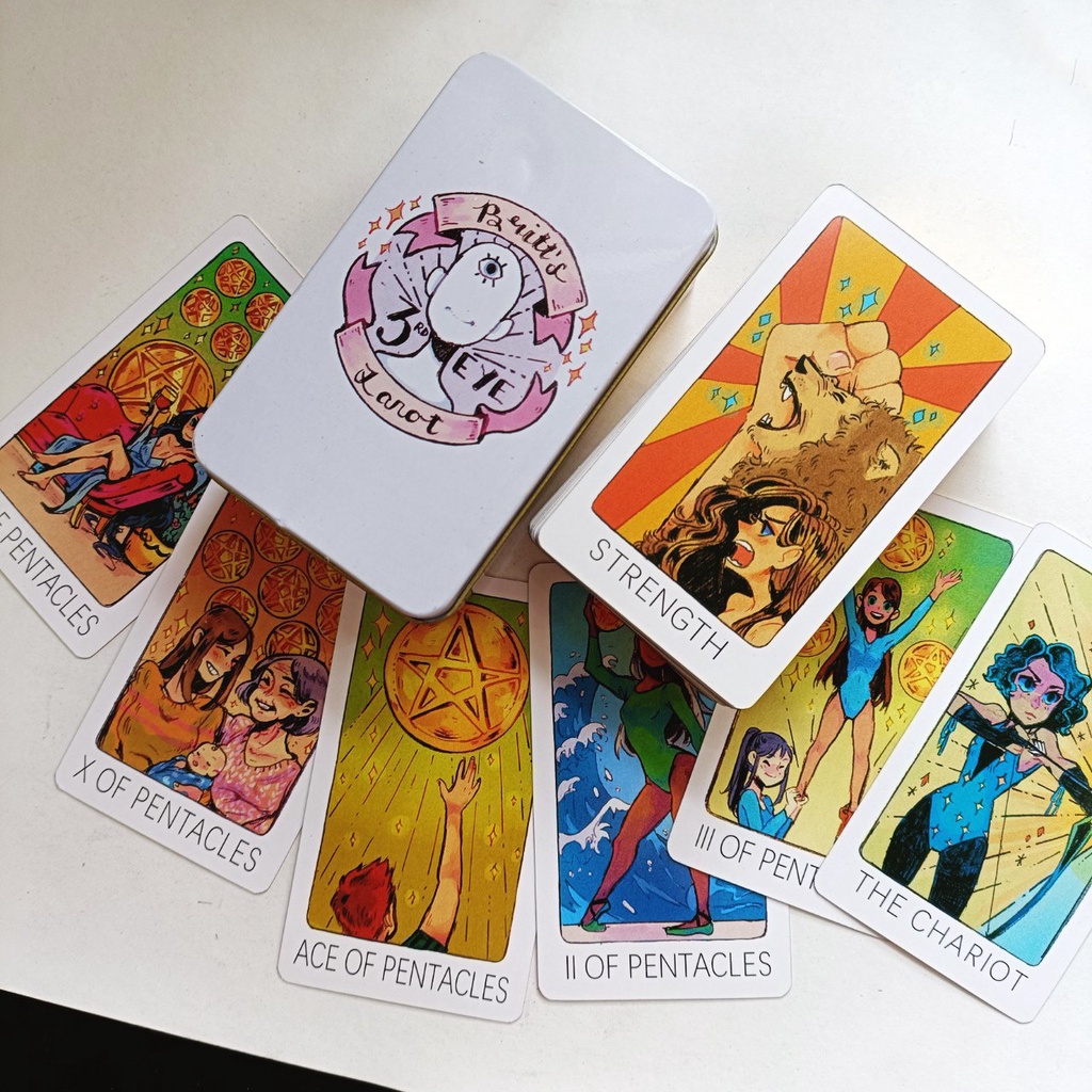 Bộ Bài BRITT'S THIRD EYE TAROT Hộp Thiếc Mạ Cạnh Vàng