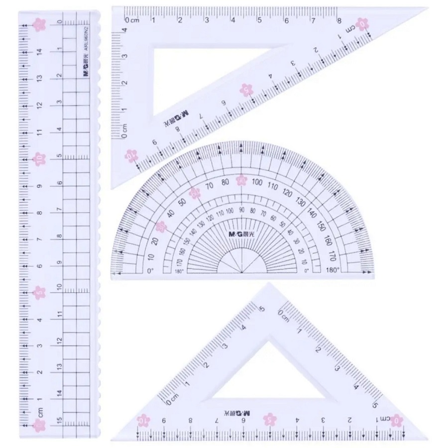 Bộ thước Eke M&amp;G ARL960N2 / Bộ thước 960N2 có 4 món hình hoa anh đào đẹp