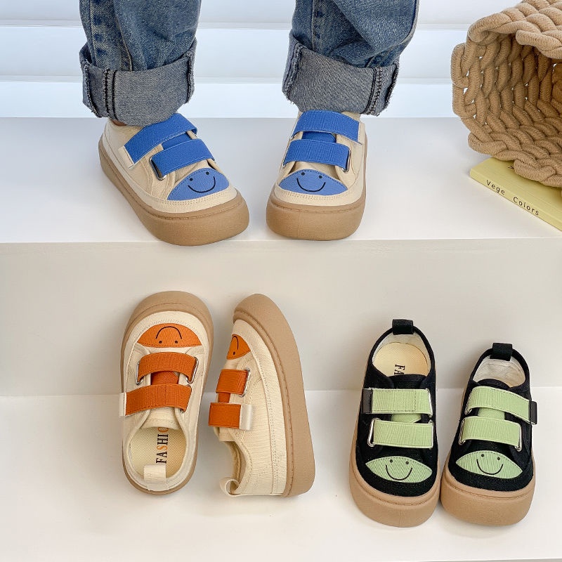 Giày Converse Vải canvas Khóa Dán Mũi Tròn Họa Tiết Hoạt Hình Thời Trang Xuân Thu Cho Bé Gái