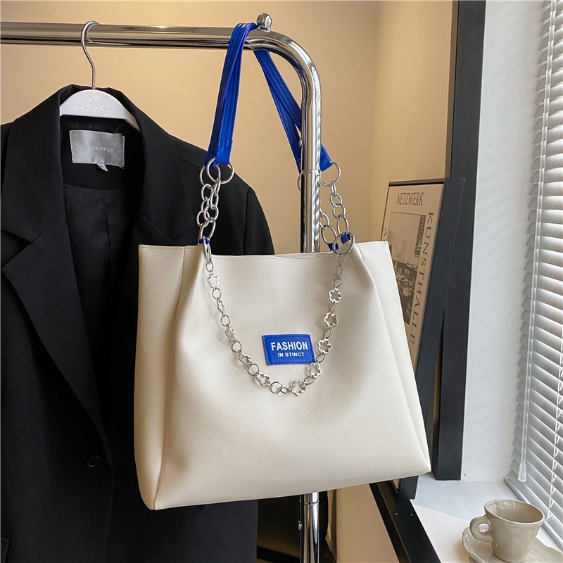 M97-Túi Xách Da pu Mềm Cỡ Lớn Phối Dây Xích Thời Trang Hàn Quốc Cao Cấp Cho Nữ