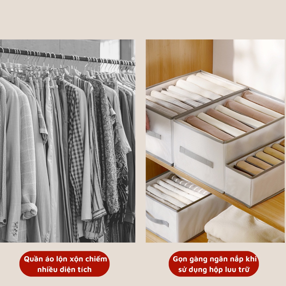 Hộp đựng quần áo gấp gọn 8 9 12ngăn vải EVA chống nước chống ẩm giặt được trong suốt khung nhựa PP cứng cáp