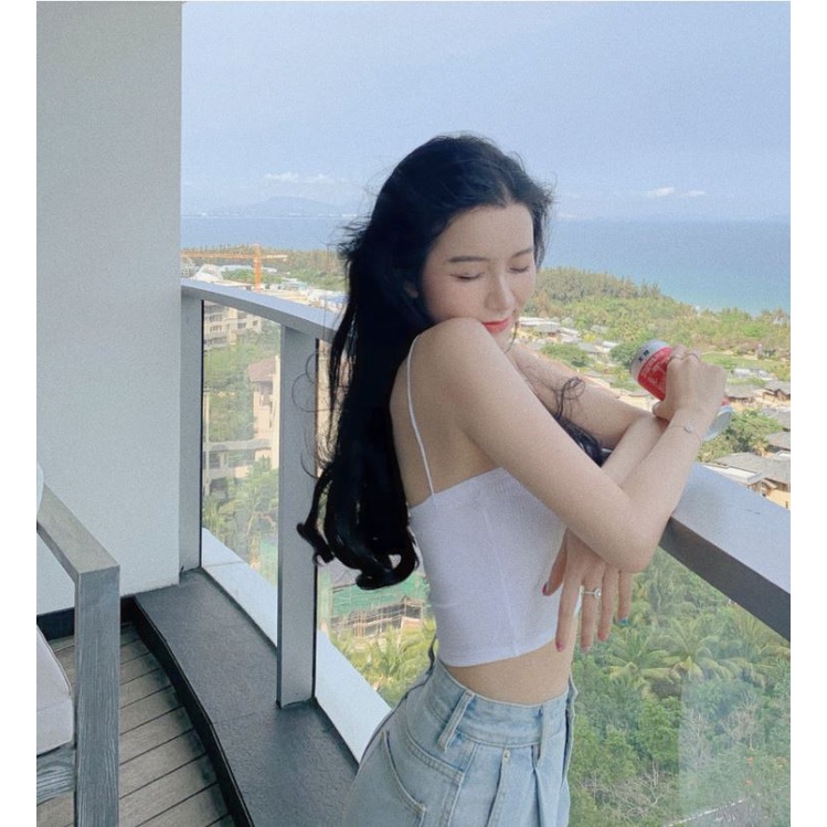 Áo Croptop Nữ Hai Dây Dáng Ôm Sợi Bún Gân Tăm Từ 40-70kg sang chảnh sexy