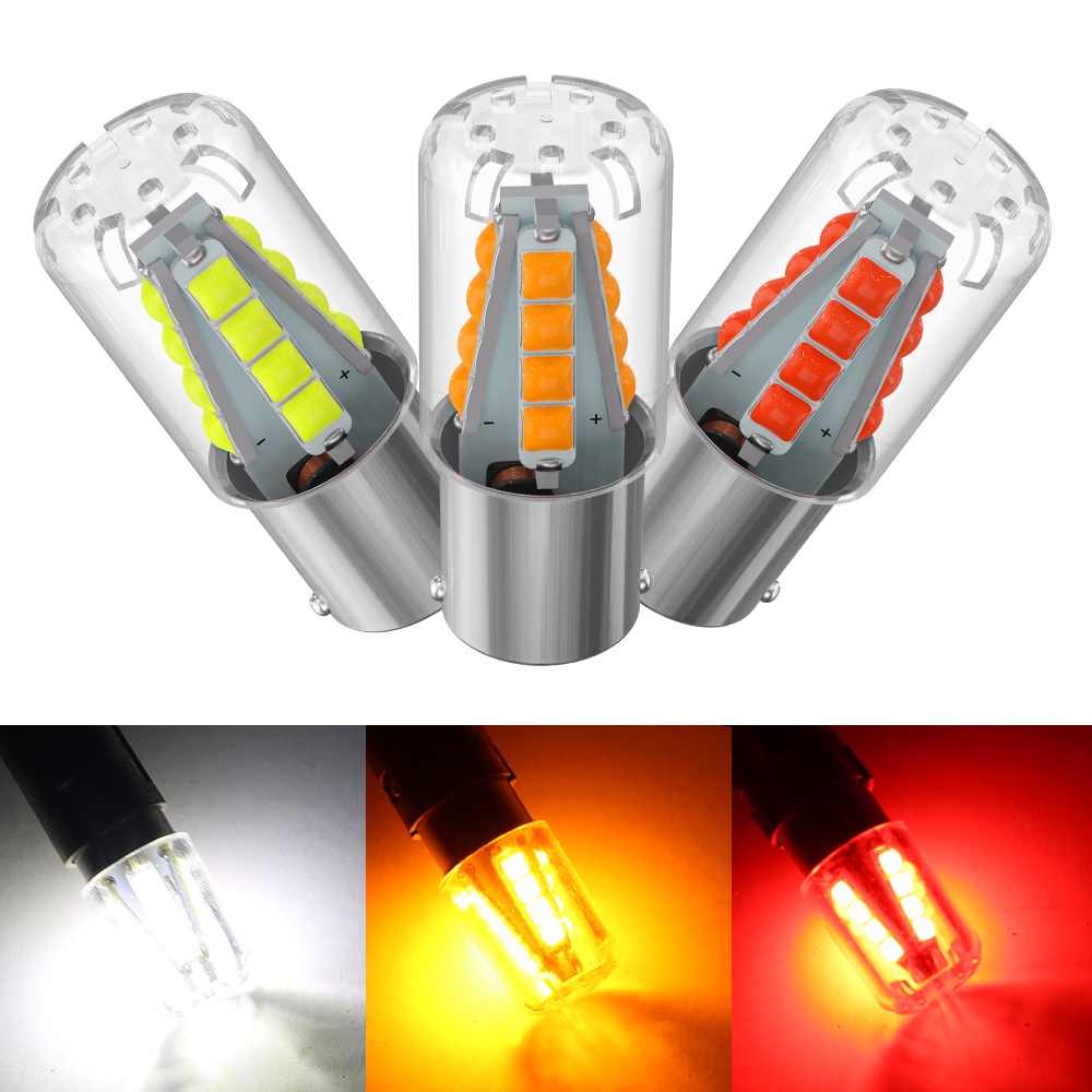 1 Đèn LED Ô Tô Sáng Cao 1156 BA15S 1157 BAY15D DRL Bóng Đèn Ngày 16 * 3030SMD Canbus Cho Tự Động Bật Đèn Tín Hiệu 12V Trắng Vàng