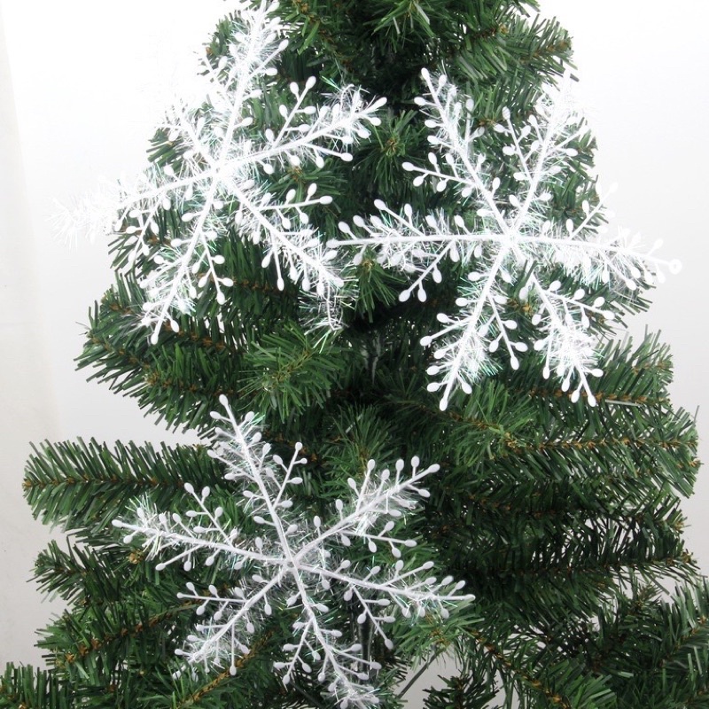 Sét bông tuyết nhựa đủ cỡ phụ kiện dán kính treo trang trí cây thông noel ngày lễ giáng sinh