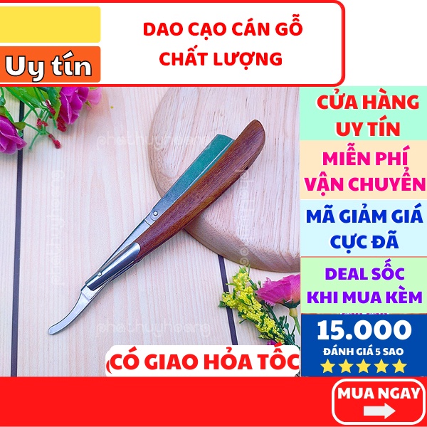 Dao cạo râu✅FREESHIP🚛Có video thật🎥Dao cạo râu chuyên nghiệp cán gỗ xếp gọn, dao cạo lông mặt, lông mày - Phát Huy Hoàng
