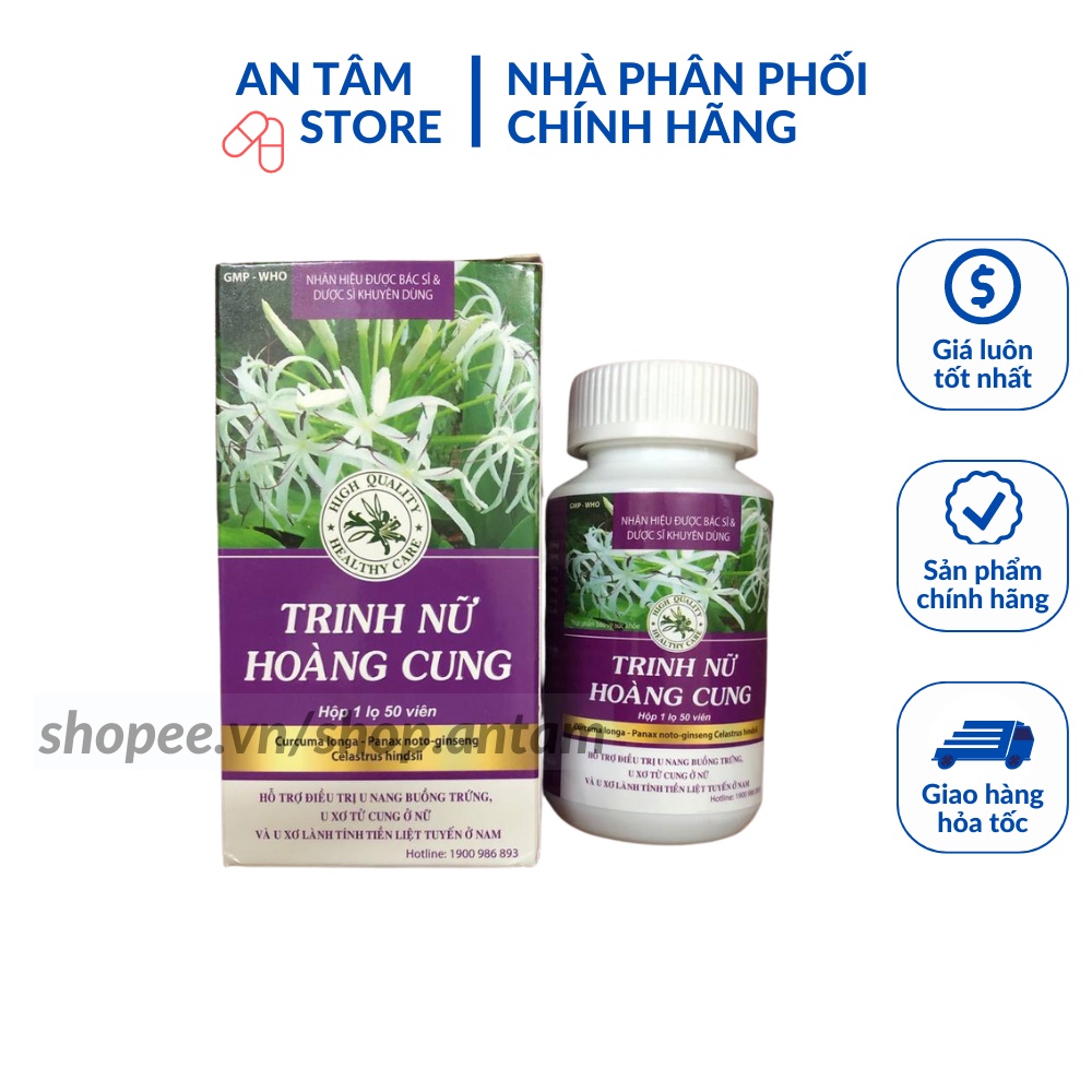 Viên uống Trinh Nữ Hoàng Cung Hỗ trợ điều trị u xơ tử cung, u nang buồng trứng, u xơ tuyến tiền liệt lọ 50viên