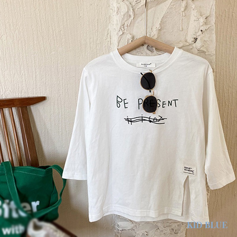 Áo Thun Tay Dài Cổ Tròn In Chữ Thời Trang Xuân Thu Phong Cách Hàn Quốc Cho Nữ
