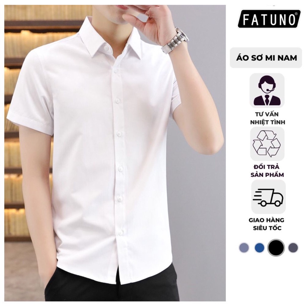 Sơ mi ngắn tay Hàn Quốc màu trắng vải chống nhăn loại đẹp - Xuongmayfatuno555