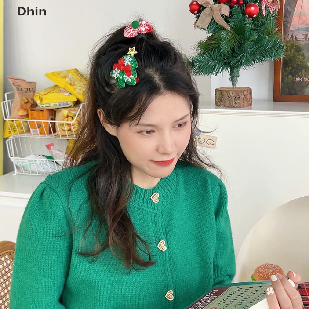 Bộ 5 Kẹp Tóc Trang Trí Giáng Sinh Bằng Vải Che Phủ Toàn Diện Cho Bé Gái