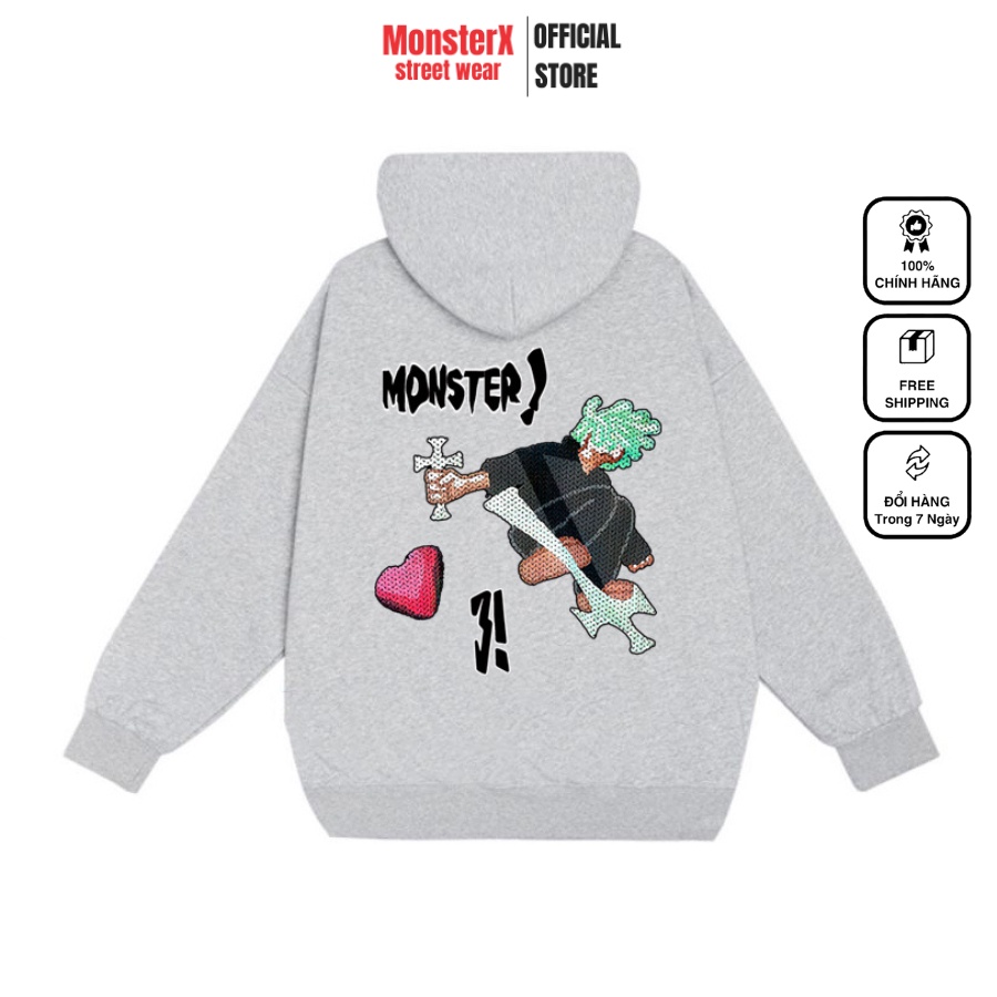 Áo hoodie nỉ bông Monster X Street Ván Trượt 3! nam nữ form rộng thu đông Local Brand