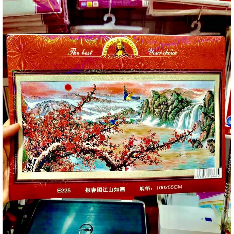 Tranh thêu chữ thập Cành Đào, cành Mai E225,LV3245, LV3246, FJ0628, FJ0925 - chưa thêu