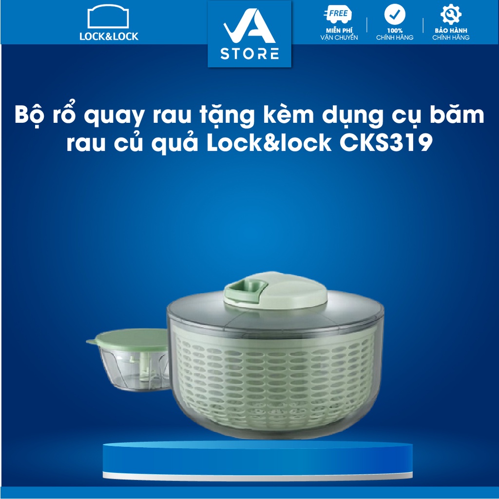 Bộ rổ quay rau tặng kèm dụng cụ băm rau củ quả Lock&lock CKS319