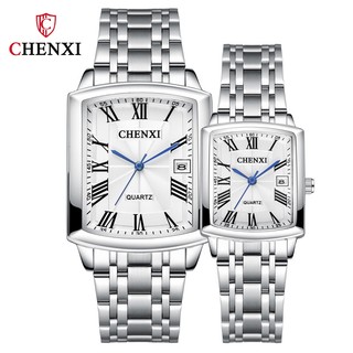 Đồng hồ đeo tay mặt vuông dây inox siêu mỏng thời trang cho cặp đôi